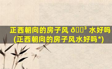 正西朝向的房子风 🐳 水好吗(正西朝向的房子风水好吗*
)